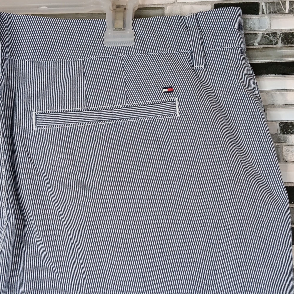 Tommy Hilfiger Womens 12 Blue Pin Striped Chinos Straight Legged Pants - Picture 7 of 10